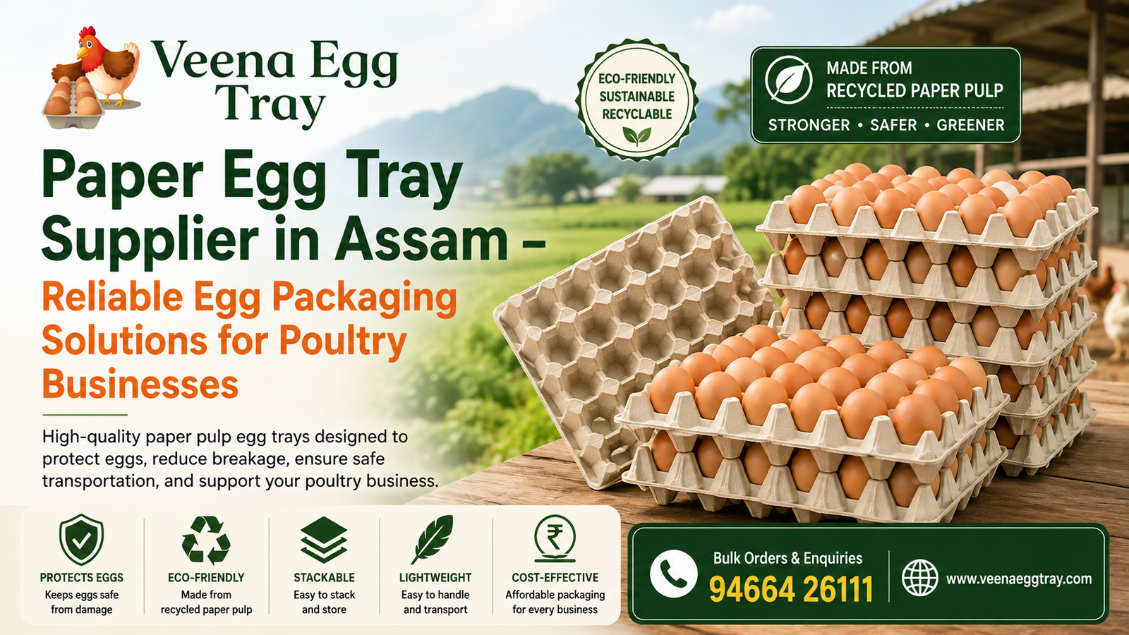 Paper Egg Tray Supplier in Assam – Reliable Egg Packaging Solutions for Poultry Businesses