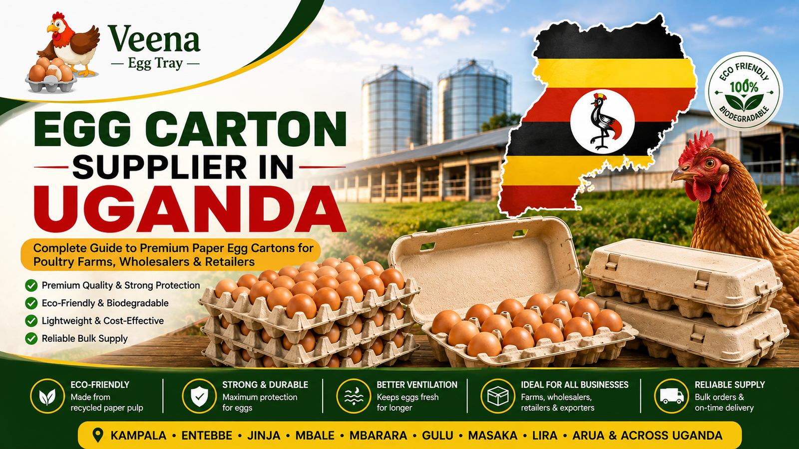 Egg Carton Supplier in Uganda – Complete Guide to Premium Paper Egg Cartons for Poultry Farms, Wholesalers & Retailers - Veena Egg Tray