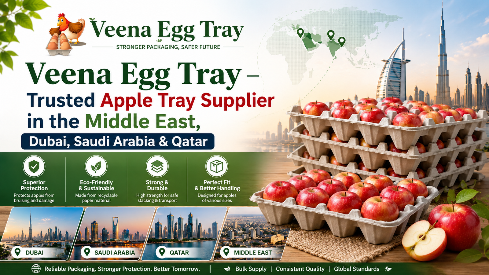 Veena Egg Tray – Trusted Apple Tray Supplier in the Middle East, Dubai, Saudi Arabia & Qatar